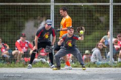 Matt Kershaw crosses home base as Martin Petit takes the ball